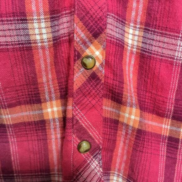 Sonoma Pink Plaid Western Button Front Long Sleeve Top Size PS - Picture 4 of 10